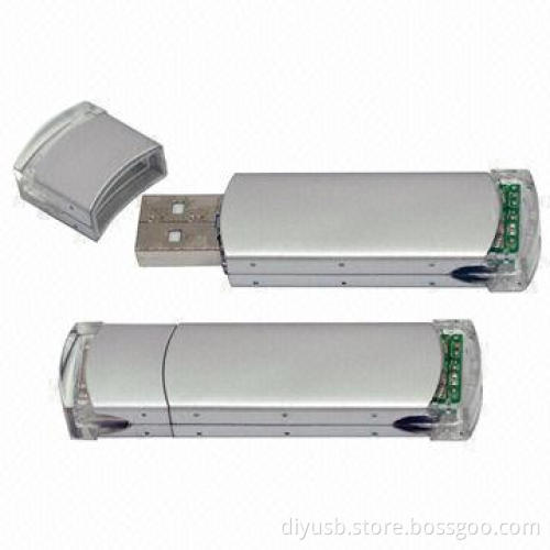 Aluminum USB Flash Drives with 64MB to 32GB Memory Capacity and FC/CE/RoHS Mark